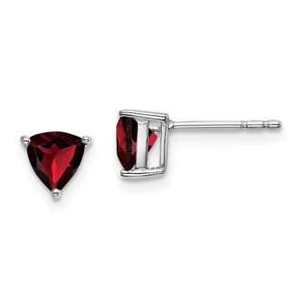 Diamond2Deal 14k White Gold Trillion Garnet Earrings