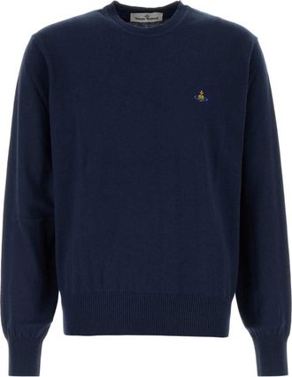 Vivienne Westwood Navy Blue Orb-embroidered Fine-knit Jumper