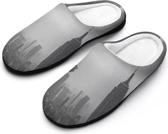 Generic Black And White New York City Mens Slippers Comfortable And Non-slip Cotton Slipper Shoe for House