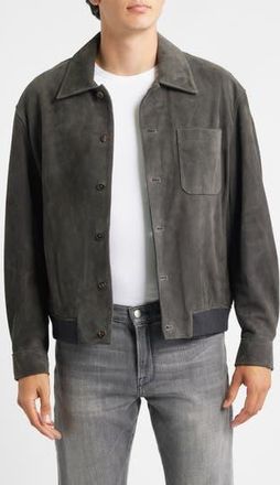 Frame Denim Suede Bomber Jacket in Old Black at Nordstrom Rack, Size X-Large