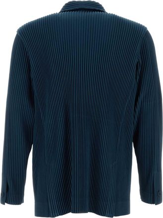 Homme Pliss&eacute; Issey Miyake Mens Navy Blue Polyester Blazer Manarolaboatnavy Giacche E Gilet Jacket