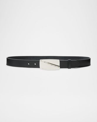 Ralph Lauren Collection Engraved Buckle Leather Belt