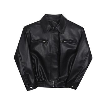 Generic Rrongwn Mens Leather Jacket Cleane Basic Leather Jacket Windproof Transition Jacket with Zip Pocket Comfortable Bomber Jacket Elegant Biker Jacket Roc