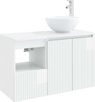 vidaXL Juego De Muebles De Ba&ntilde;o 2 Uds. Blanco Brillante Vidaxl