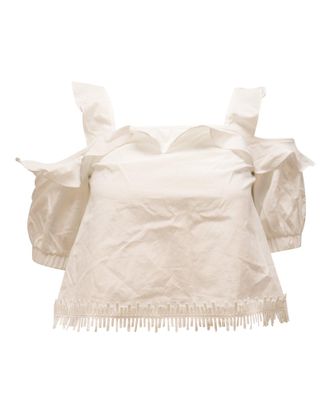 Nicholas Cold Shoulder Top in White Cotton