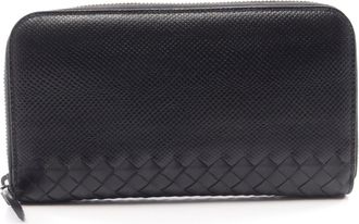 Bottega Veneta Black Leather Long Wallet (Bi-Fold) (Pre-Owned)