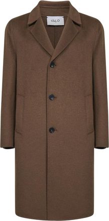 D4.0 Jas met reverskraag en drie knopen - Heren - Mantel - Bruin - 2XL - Wol - Jassen