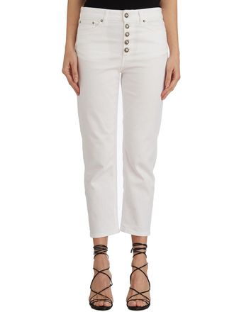Dondup Womens Koons Jewel Pants - White Cotton - Size 28 (Waist)