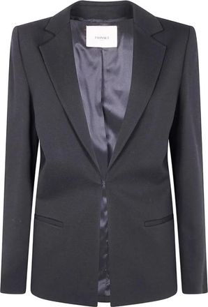 Twinset Jassen, Dames, Zwart, XS, Leer, Slim Fit Blazer met Zakken