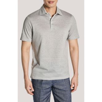 Jack Victor Davis Cotton & Linen Polo in Light Grey at Nordstrom, Size Xxx-Large