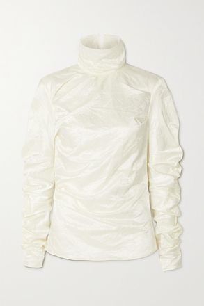 Acne Studios Maglia A Collo Alto In Raso Increspato - Bianco