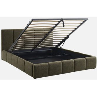 Sweeek Cama Con Caj&oacute;n Con Somier De L&aacute;minas Y Cabecero 160cm, Acabado En Borreguito