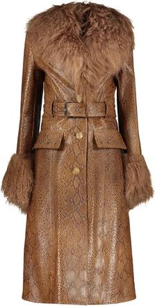 Burberry Leren Jas met Bontinzetten - Dames - Jas met riem - Bruin - 2XS - Wol - Jassen