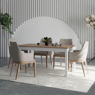 Dmora Mesa Fija Senn, 8 Asientos, Forma Rectangular, Tono Roble Nudos, 160x80x77h Cm Marr&oacute;n Roble Nudos
