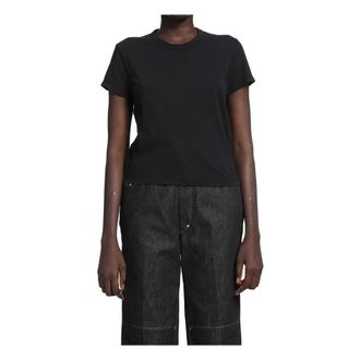 James Perse Tops, Dames, Zwart, S, Katoen, Shrunken Crew Neck S/S Tee