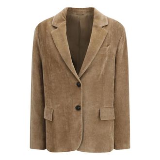 Brunello Cucinelli Flu&iuml;de Corduroy Blazer met Monile - Dames - Jassen - Beige - Maat: M Corduroy