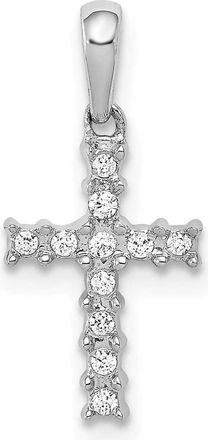 Diamond2Deal 10K White Gold 1/20ct. Diamond Latin Cross Pendant