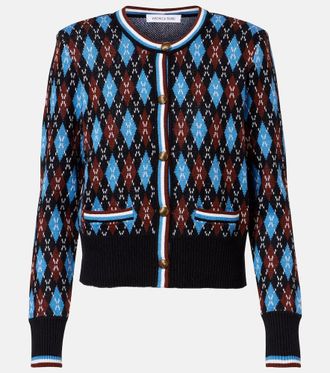 Veronica Beard Sylvane argyle wool and cotton cardigan