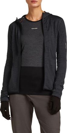 Icebreaker 200 RealFleece Descender Zip Hoodie in Jet Heather/Black at Nordstrom, Size X-Large