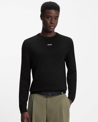 HUGO BOSS San Cassius-C2 San Mens Crew Neck Jumper in Black Cotton - Size X-Large