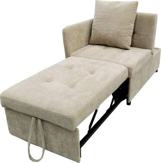 STILVORA Sof&aacute; Cama 3 En 1 Con Respaldo Regulable 5 Posiciones Y Coj&iacute;n Ahorra Espacio Tapizado Beige