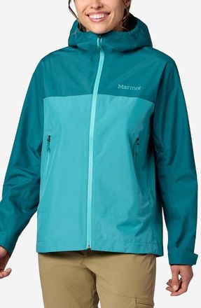 Marmot Minimalist Pertex Waterproof Hooded Jacket in Emerald Blue/Galapagos Blue at Nordstrom, Size X-Large
