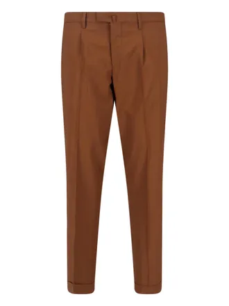 BRIGLIA 1949 Brown Tailored Mid-Rise Virgin Wool Trousers