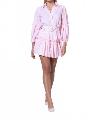 Lusana Lucia Belted Linen Mini Dress - Plus In Petal