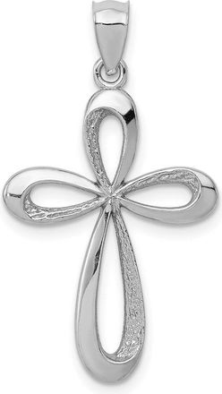 Diamond2Deal 14k White Gold Polished Ribbon Cross Pendant