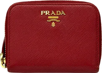 Prada Red Color Saffiano Coin Purse/Coin Case (Pre-Owned)
