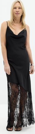 Contemporaine Womens Satin and lace draped collar dress