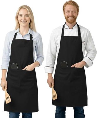 OEM Delantales Unisex Ajustables Para Hombre Y Mujer - Delantales De Chef Con 2 Bolsillos (paquete De 2)