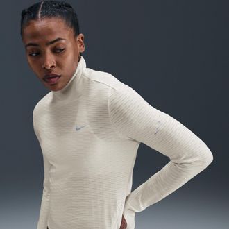 Nike Womens Swift Therma-FIT Turtle-Neck Running Top in White | HV2969-133