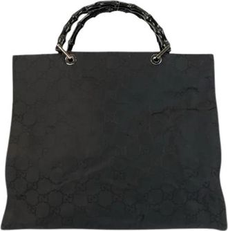 Gucci Pre-owned Bamboo Nylon Handtas - Dames - Vintage Handtas - Zwart - ONE Size - Nylon - Vintage