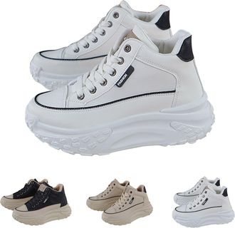 Generic Lace Up Chunky Sneakers Women Wedges Platform Casual Lightweight Anti Slip Shoes with Arch Support Ladies Comfortable Walking Sneakers Casual Daily We