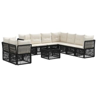 vidaXL Conjunto De Sof&aacute;s De Jard&iacute;n 10 Pcs Negro Rat&aacute;n Sint&eacute;tico Vidaxl