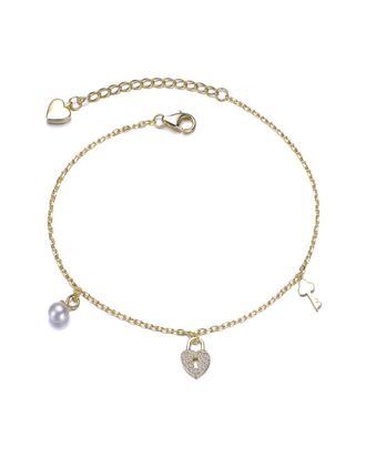 Rachel Glauber 14K Plated CZ Charm Bracelet