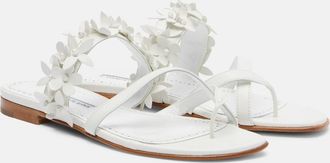 Manolo Blahnik Fiosa appliqu&eacute; leather thong sandals