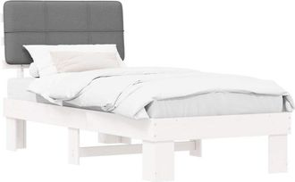 vidaXL Bed Frame with Upholstered Headboard Light Grey 75 x 190 cm vidaXL