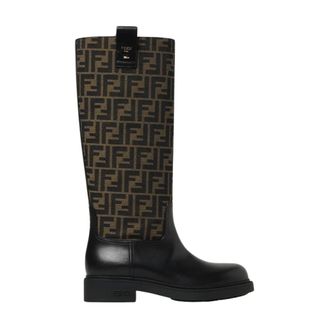 Fendi Schoenen, Dames, Zwart, 36 EU, Leer, Lange leren laarzen