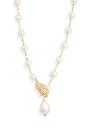 Eye Candy Los Angeles Sabrina Crystal & Faux Pearl Necklace in Gold at Nordstrom Rack