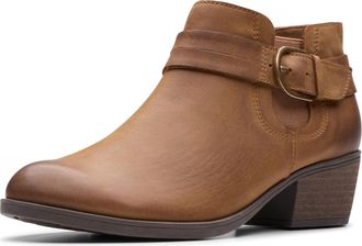 Clarks Womens Charlten Rae Ankle Boot, Tan Oily Leather, 8.5 UK