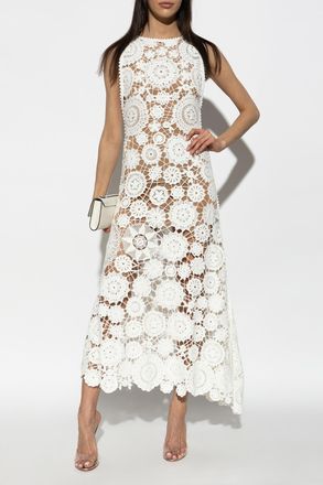 Self Portrait Sleeveless Lace Dress, Womens, White