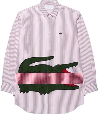 Comme Des Garçons crocodile-print pinstriped shirt - men - Cotton - L - Red