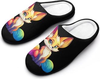 Generic Fennec Fox Womens Slippers Warm House Slippers Indoor House Shoes with Anti-Skid Rubber Sole