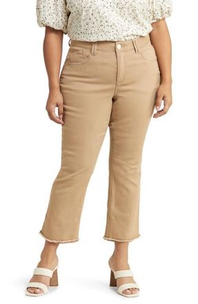 Wit & Wisdom Frayed High Waist Ankle Slim Straight Leg Pants in Warm Sand at Nordstrom, Size 14W