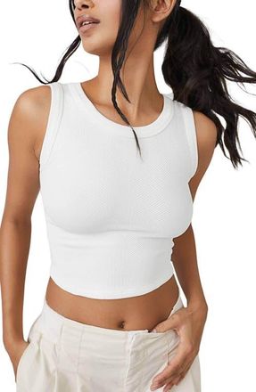 Free People FP Movement Free Throw Crop Muscle Tank Top in White at Nordstrom, Size X-Large