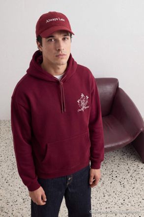 Trendyol MAN Heren Bordeaux Bloemen Lang Oversized Sweatshirts