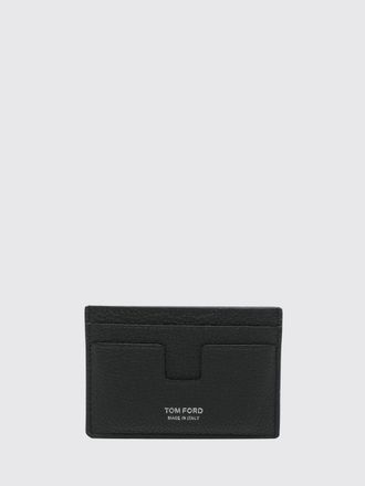 Tom Ford Portacarte piatto in pelle di vitello con quattro slot e logo laminato