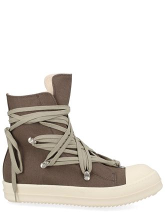 Rick Owens Muted Brown Megalace Exaggerated Tongue Sneakers